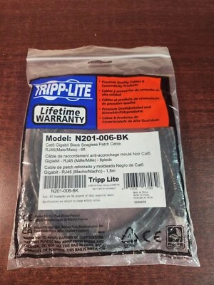 TRIPP-LITE CAT6 GIGABIT 6 FT BLK SNAGLESS PATCH CABLE RJ45(MALE/MALE) N201-006 - Image 1 of 4