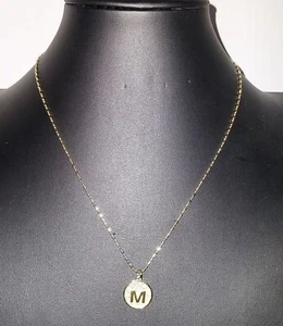 Goldtone Round "M" Pendent 18in - Picture 1 of 6