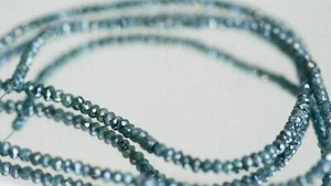 Certified 2mm -2.50 mm 18" Treated Round Blue Diamond Faceted Beads Necklace - Picture 1 of 3