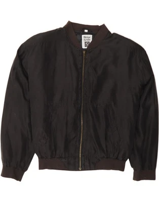 REINE SEIDE Mens Bomber Jacket UK 42 XL Brown Silk DE96 - Image 1 of 3