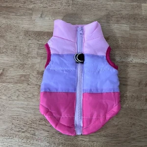 Hunde Puffer Weste Rosa Lila Color Block Größe S - Bild 1 von 5