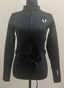 Firm Abs Jacket Womens Black Full Zip Gym Stretch Belted Cropped Workout Size XL - Picture 1 of 9