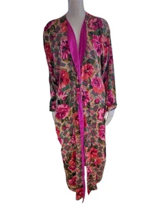 Accappatoio Victoria's Secret multicolore floreale seta vintage etichetta oro copricostume - Foto 1 di 4