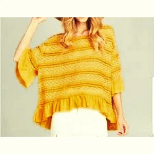 Blusa Umgee Usada en Excelente Condición Volantes Manga Campana Grande Mediana Caramelo Amarillo - Imagen 1 de 14