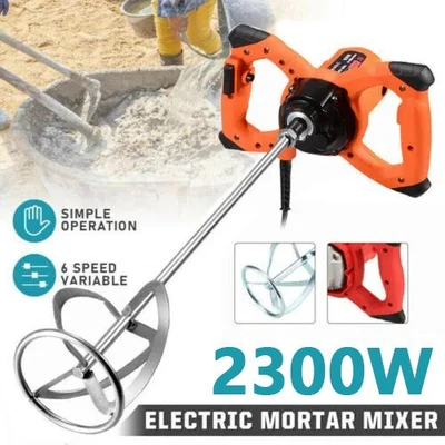 2300W Electric Plaster Paddle Mixer Mortar Cement Paint Stirrer Whisk 6 Speed UK - Image 1 of 4