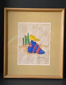 Diego Rivera disegno su carta (fatto a mano) firmato e timbrato tecnica mista incorniciato - Foto 1 di 11