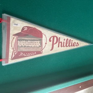 Vintage Philadelphia Phillies Baseball Pennant Flag 1960 Team Photo Full Size - Picture 1 of 15