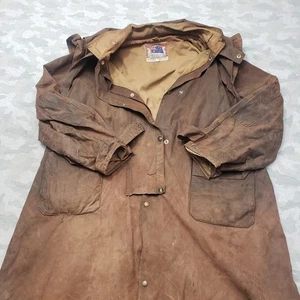 Koolah Duster Jacket Mens 3XL Brown Oil Skin Trench Coat Western Outback - Picture 1 of 8
