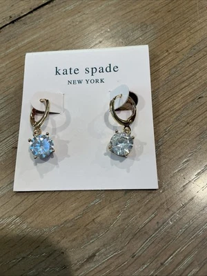Pendientes tipo argolla Kate Spade redondos circonita cúbica cristal oro $48 nuevos con etiquetas Foto 1 de 4