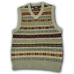 Gilet RRL modello nativo misto lana maglia M 170/92A stile Fair Isle F/S - Foto 1 di 9