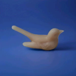 Statuina uccellino vintage Westmoreland "Soft Mist" vetro artistico smerigliato beige scricciolo colomba - Foto 1 di 6