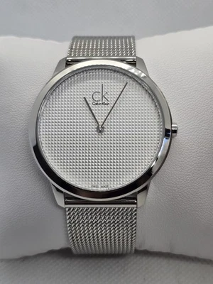 Reloj para hombre Calvin Klein minimalista 40 mm esfera blanca tono plateado correa de malla K3M211 Foto 1 de 4