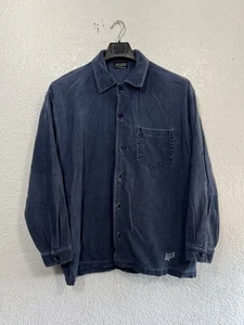 Vintage 90s Fox Racing Distressed Heavyweight Button Up Shirt Shacket Blue XL - Picture 1 of 10