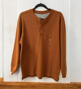 NWT RedHead Thermal waffle knit Henley Shirt Men’s M Cedar Rust 3 Button Camping - Picture 1 of 7