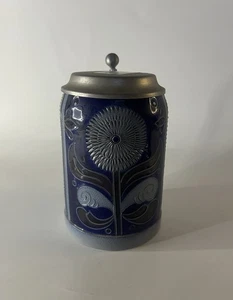 Vintage Handarbeit Stoneware Beer Stein Pewter Lid Salt Glazed W Germany - Picture 1 of 7