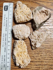 Lot of 5 Light Pink Dolomite Crystal Clusters - Geology Rock Mineral Quartz - Picture 1 of 9
