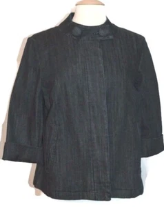 Chaqueta de mezclilla Talbots para mujer talla M azul oscuro 4 botones cuello alto cinturón acento - Imagen 1 de 9