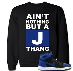 Suéter azul J Thang a juego con Air Js Retro 1 OG zapatos azul real - Imagen 1 de 15