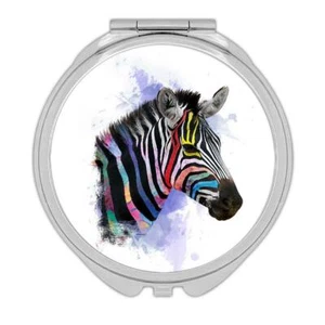 Gift Compact Mirror : Zebra Face Colors Rainbow Safari Animal Wild Nature - Picture 1 of 3