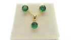 Ladies Hallmarked Solid 18 Carat Gold 2.25 Carat  Emerald Earrings & Pendant Set