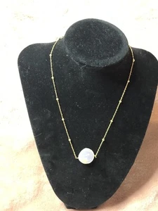 14k gold plated cable chain fresh water pearl necklace Nordstrom New - Picture 1 of 3