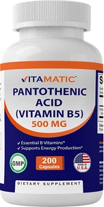 Vitamatic Pantothenic Acid (Vitamin B5) 500 Mg 200 Capsules - Picture 1 of 12