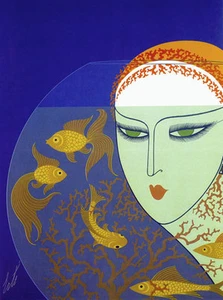 Fish Bowl 22x30 Art Deco Print by Erte - Picture 1 of 2