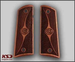 Empuñaduras de palo de rosa compatibles con modelo FIT Colt 1911 marca KSD doble cuadros - Imagen 1 de 2