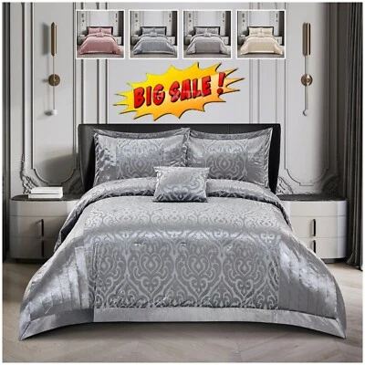 3 Piece Velvet Quilted Bedspread Bed Throw Luxury Bedding Set Double King Sizes* - Image 1 of 4