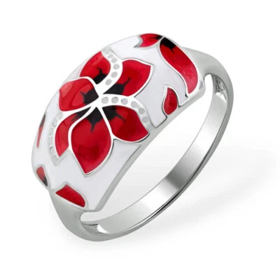 Silbering Fingerring Damen Ring 925 Silber Emaille Zirkonia Stein Damenschmuck - Bild 1 von 3