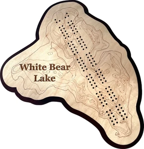 White Bear Lake Map Cribbage Board - Lake Decor - Picture 1 of 1
