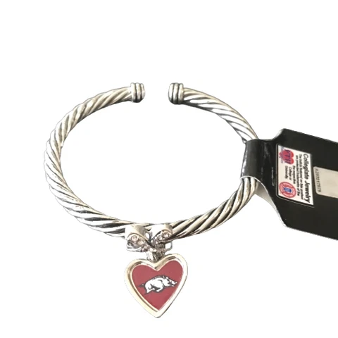 Arkansas Razorbacks NCAA Silver-tone Round Logo Bracelet Cover