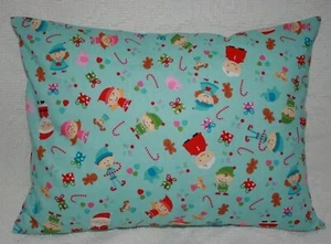 12x16 Travel Accent Lumbar Pillowcase / Santa's Workshop Elves Toys Candy Canes - Picture 1 of 2