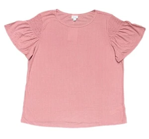 Top Xl LuLaRoe Stephanie Flutter Mangas Smock Rosa Liso Se adapta a 18/20 acanaladas - Imagen 1 de 1