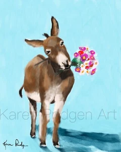 ACEO ATC signierter Druck Kunst Künstler Sammelkarte Esel Esel Tier - Bild 1 von 2