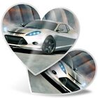 2 x Heart Stickers 7.5 cm - Silver Concept Car Sports Car  #14463
