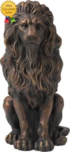 Magnesium Oxide, Fibre Glass GH20387 Guardian Standing Lion Outdoor Statue, Bron - Picture 1 of 8