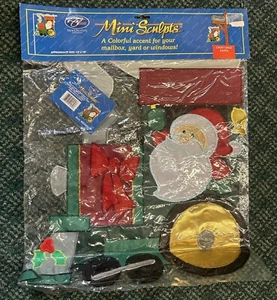 Vintage Christmas Santa Clause Hanging Flag Embroidered Mini Sculpts Window 18” - Picture 1 of 4