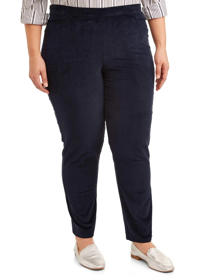 24A28 Just My Size 30279 Stretch Corduroy Pants 1X Navy - Image 1 of 1
