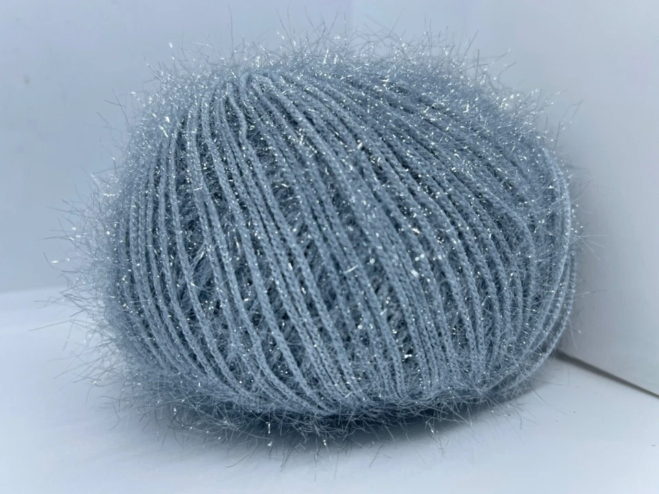 Sparkle Soft Grey 68303 Ice Yarn Metallic Lurex Nylon Eyelash Yarn 50g 153y - Image 1 of 4