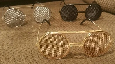 Vintage Retro Indie gold silver screen Round Flip Up Django Sun Glasses black  - Image 1 of 4