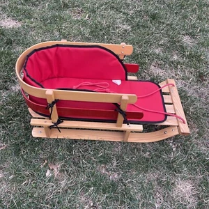 Vintage L.L. Bean Kids slitta piccola in legno 31" con cuscino - misura bambino - Foto 1 di 13
