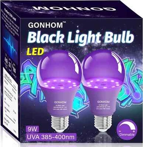 2 Pack A19 LED Black Light Bulbs 9W Blacklight Bulb(100Watt Equivalent.. - Picture 1 of 7