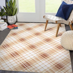 Modern Plaid 6 x 9 Large Area Rugs for Living Room Bedroom Non-Slip Throw Rugs - Picture 1 of 37
