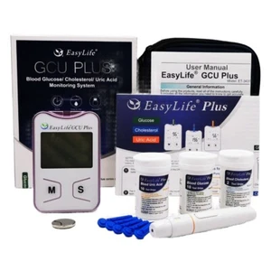 EasyLife Home Cholesterol / Glucose / Uric Acid Monitor STARTER PACK GCU PLUS - Picture 1 of 7
