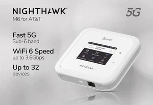 NEU! Netgear Nighthawk M6 MR6110 5G WiFi 6 Mobiler Hotspot AT&T WEISS ENTSPERRT - Bild 1 von 5
