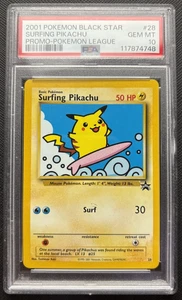 Surfing Pikachu Black Star Promo  28 Pokemon League 2001 PSA 10 - Picture 1 of 2