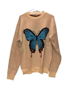 MCJC WOMEN'S BEIGE SWEATER WITH A MULTI COLOR BUTTERFLY SIZE LARGE NWT - Picture 1 of 8