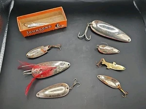 8 Vintage Dardevle Dardevlet Fishing Lure Detroit USA spoon fish weedless others - Picture 1 of 21