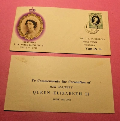 1953 FDC - Coronation of QUEEN ELIZABETH II - VIRGIN ISLAND - with Info Card - Image 1 of 4